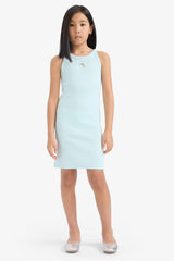 Fitted Crew Neck Ribbed Camisole Sleeveless Dress