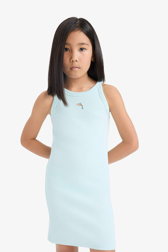 Fitted Crew Neck Ribbed Camisole Sleeveless Dress Main Image
