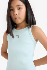 Fitted Crew Neck Ribbed Camisole Sleeveless Dress