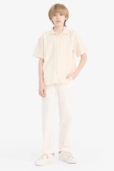 Boy Carrot Fit Standard Leg Linen Look Trousers