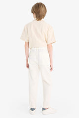 Boy Carrot Fit Standard Leg Linen Look Trousers