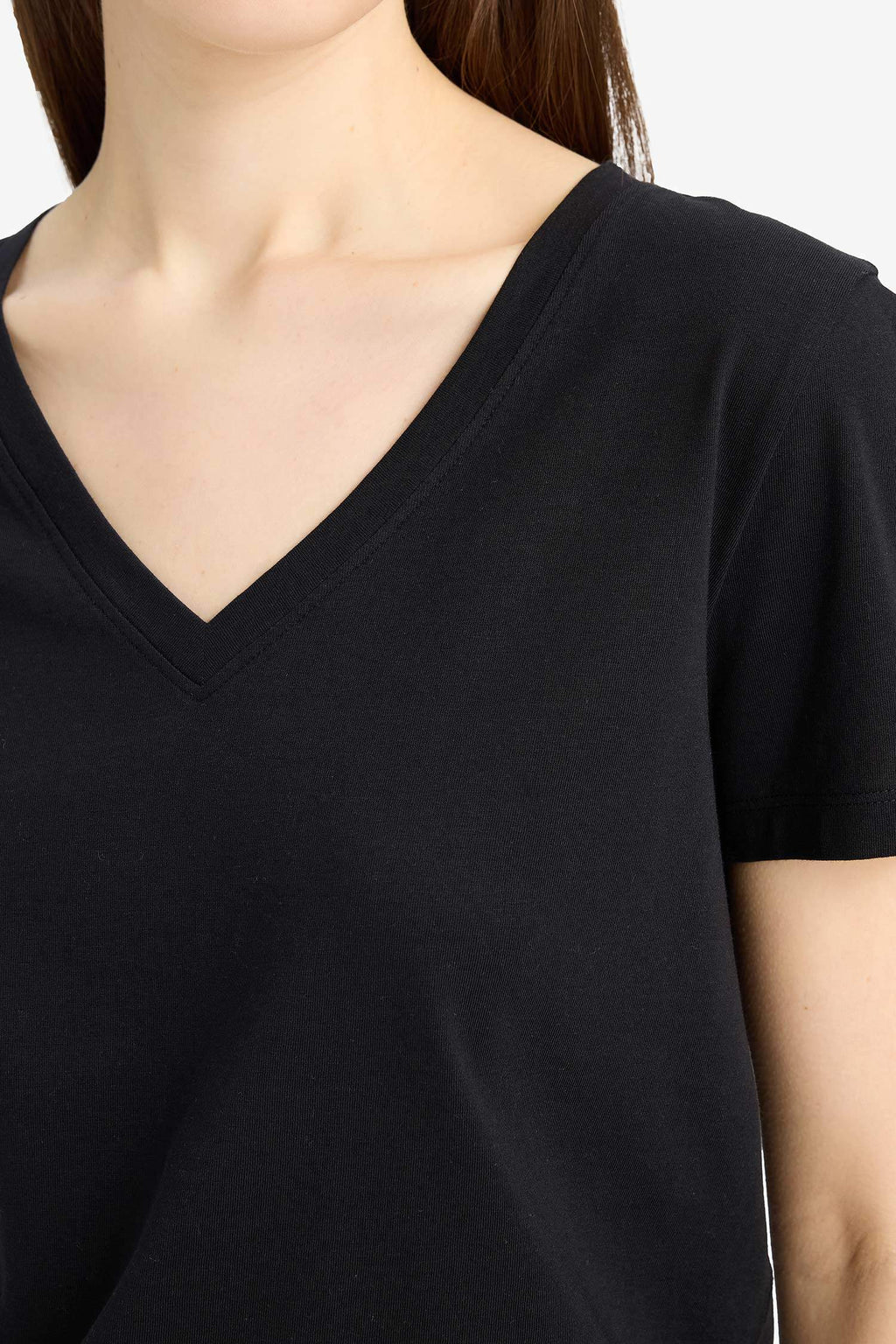 Regular Fit V Neck Basic Short Sleeve T-Shirt