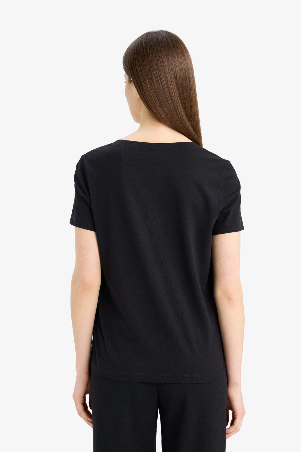 Regular Fit V Neck Basic Short Sleeve T-Shirt