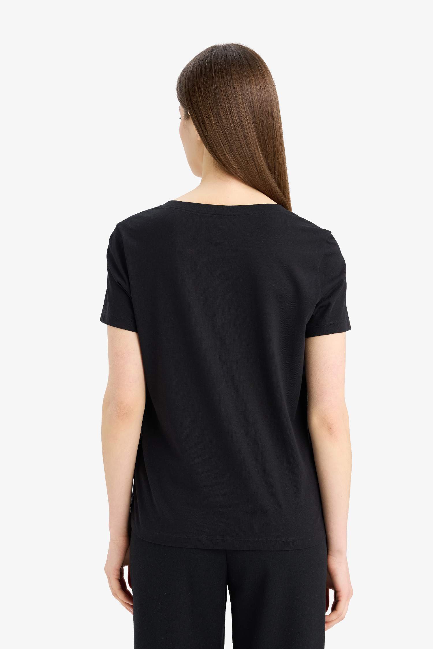 Regular Fit V Neck Basic Short Sleeve T-Shirt