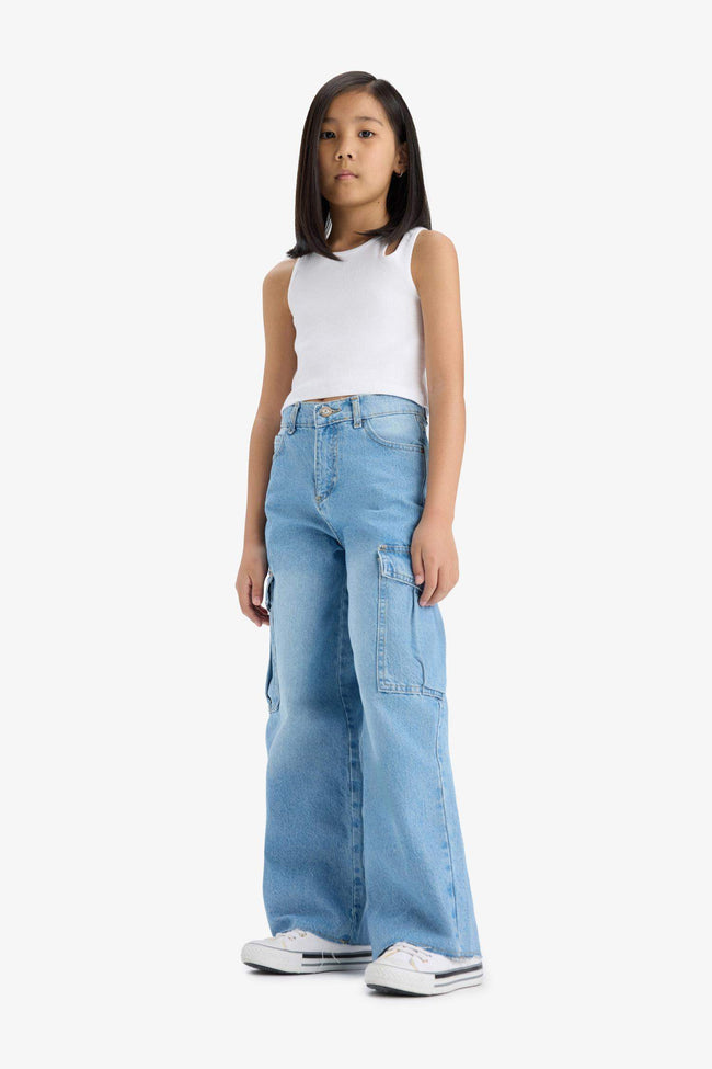 Girls Wide Leg Cargo Wide Leg Jeans Main Image
