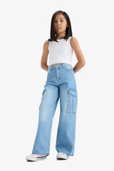 Girls Wide Leg Cargo Wide Leg Jeans