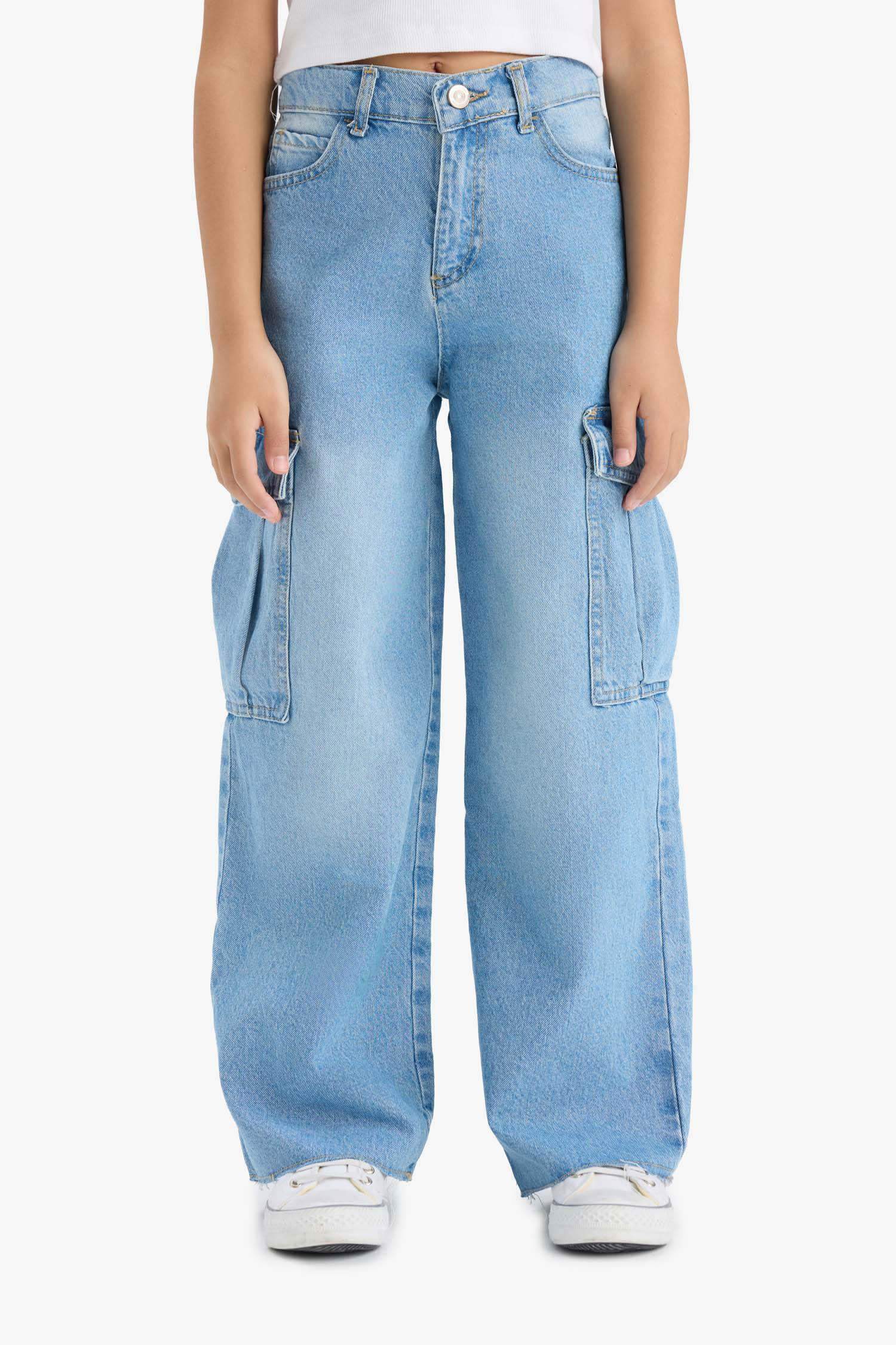 Girls Wide Leg Cargo Wide Leg Jeans