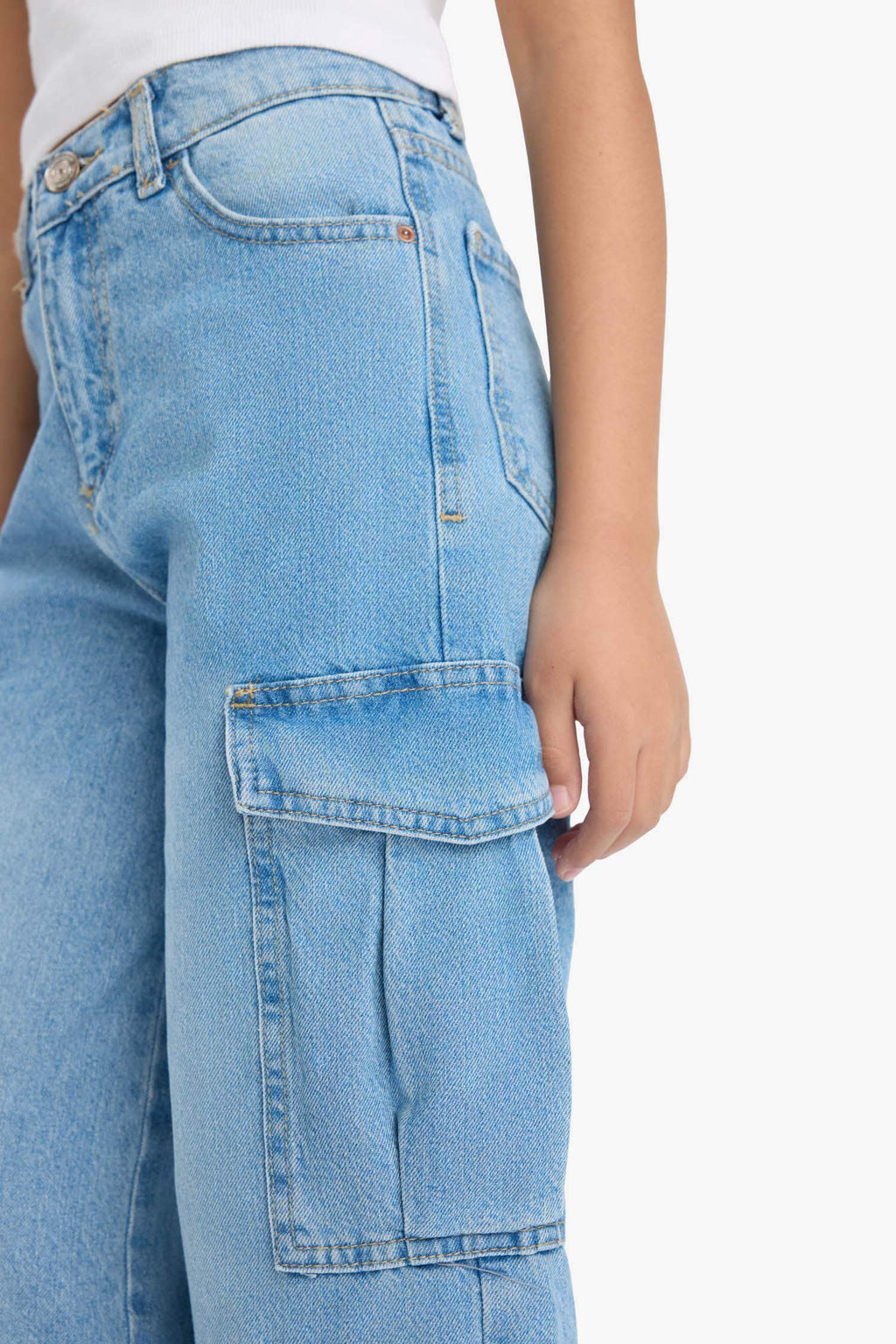 Girls Wide Leg Cargo Wide Leg Jeans