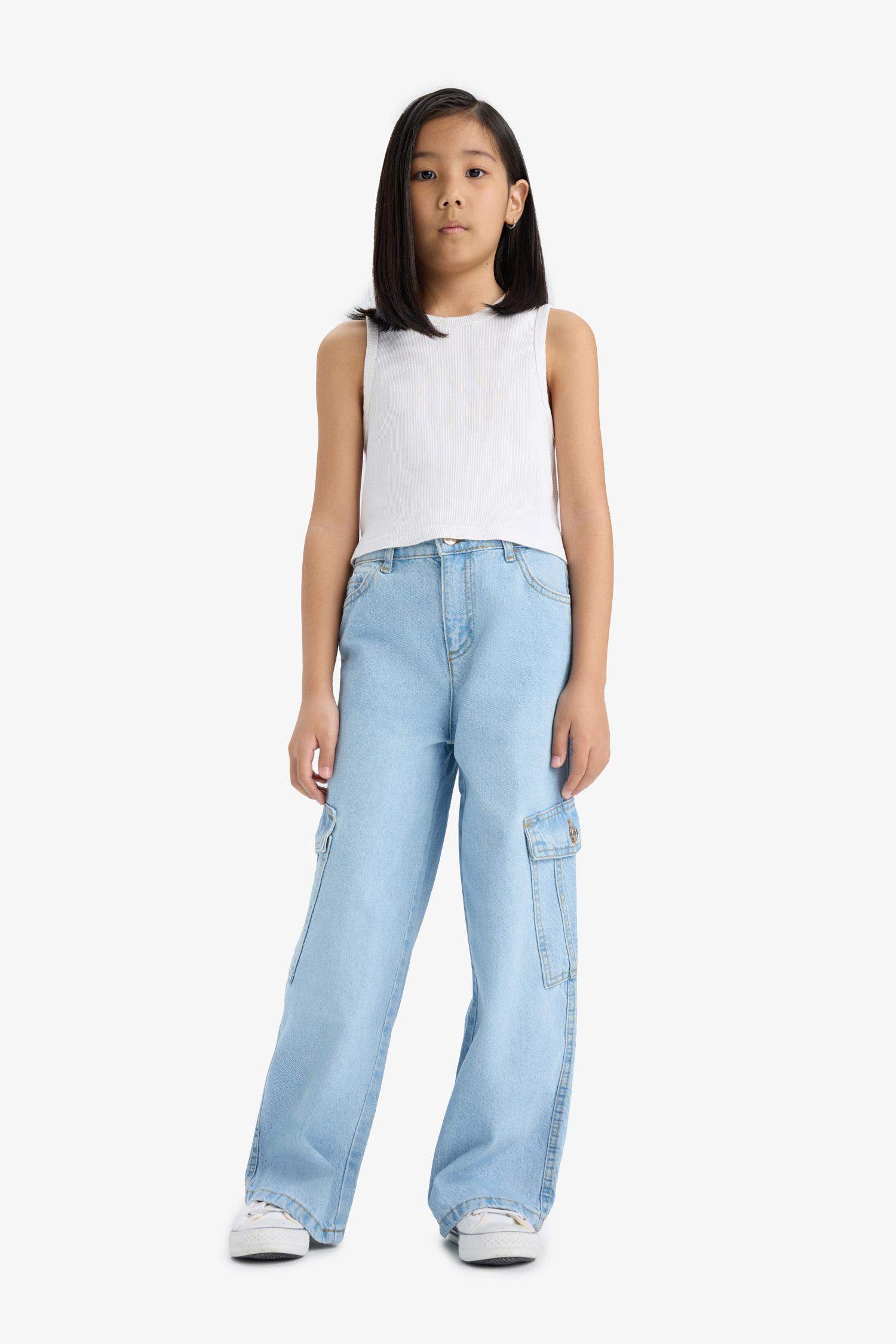 Girl's Wide Leg Cargo Wide Leg Jeans