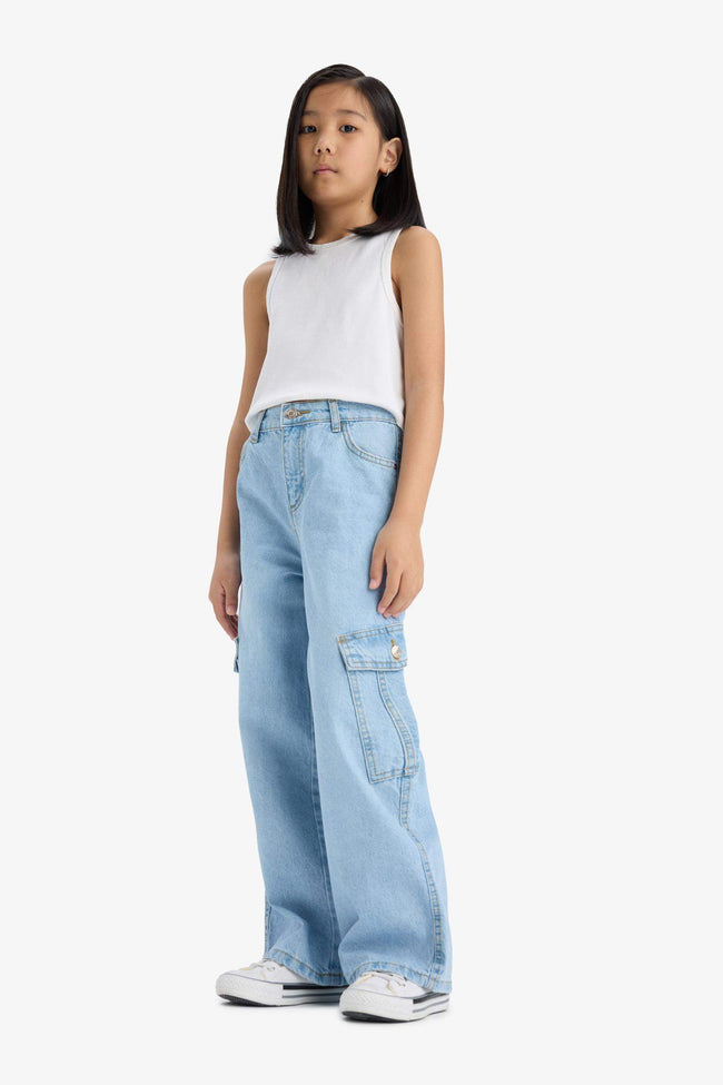Girl's Wide Leg Cargo Wide Leg Jeans Main Image