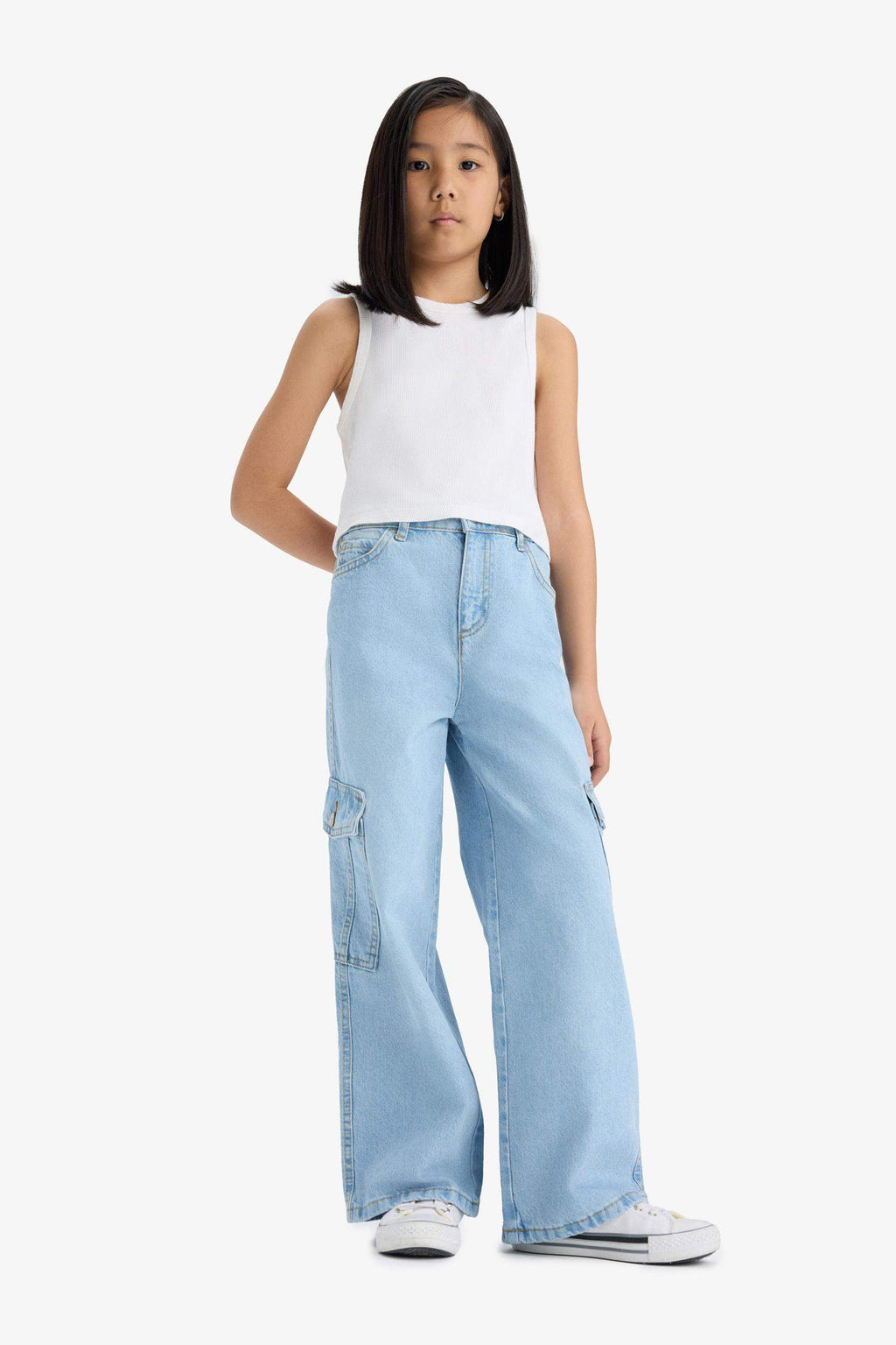 Girl's Wide Leg Cargo Wide Leg Jeans