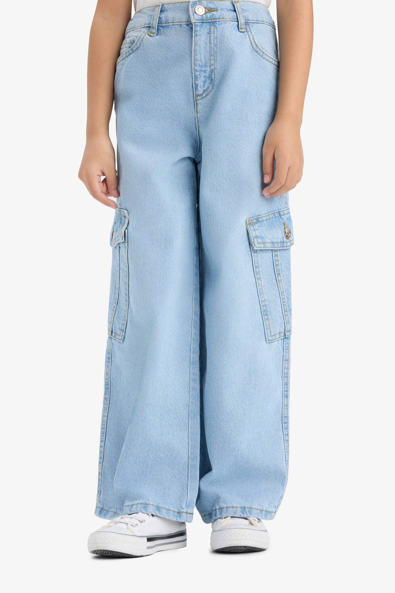 Girl's Wide Leg Cargo Wide Leg Jeans