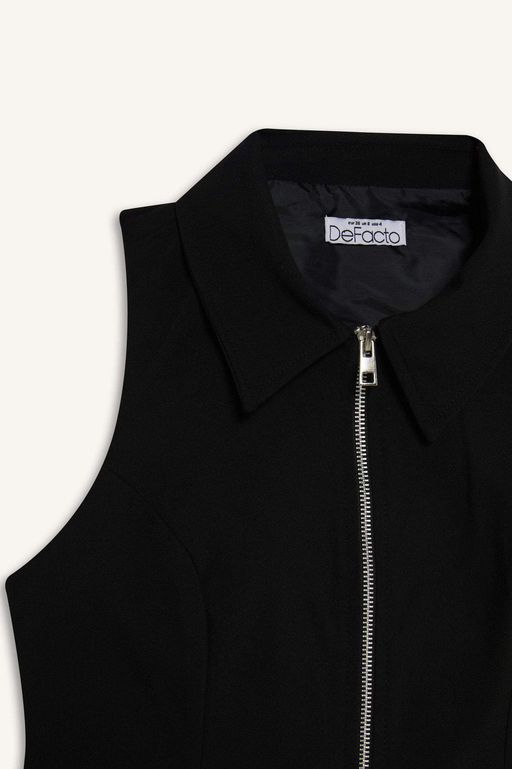 Polo Collar Zippered Woven Vest