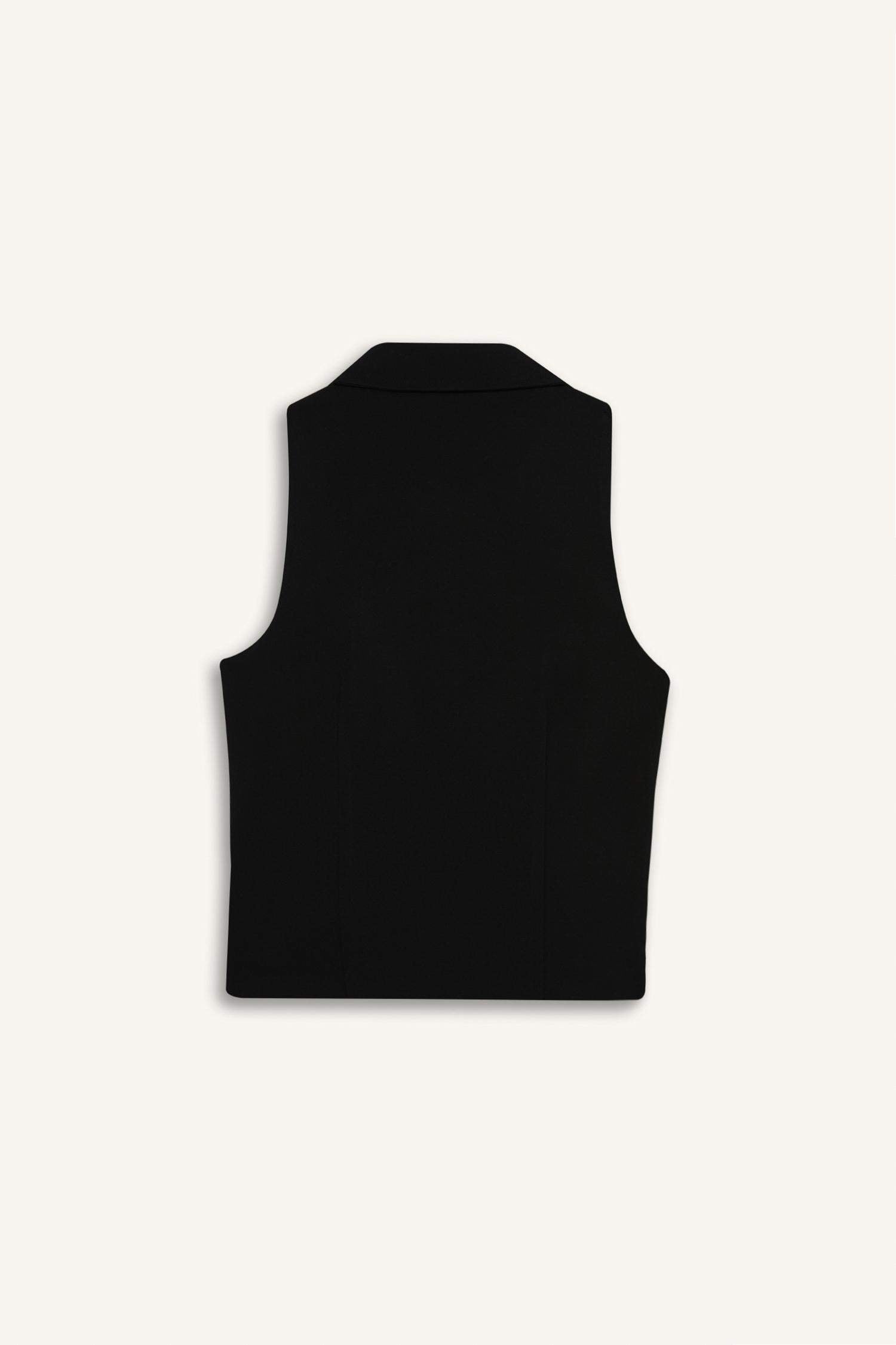 Polo Collar Zippered Woven Vest