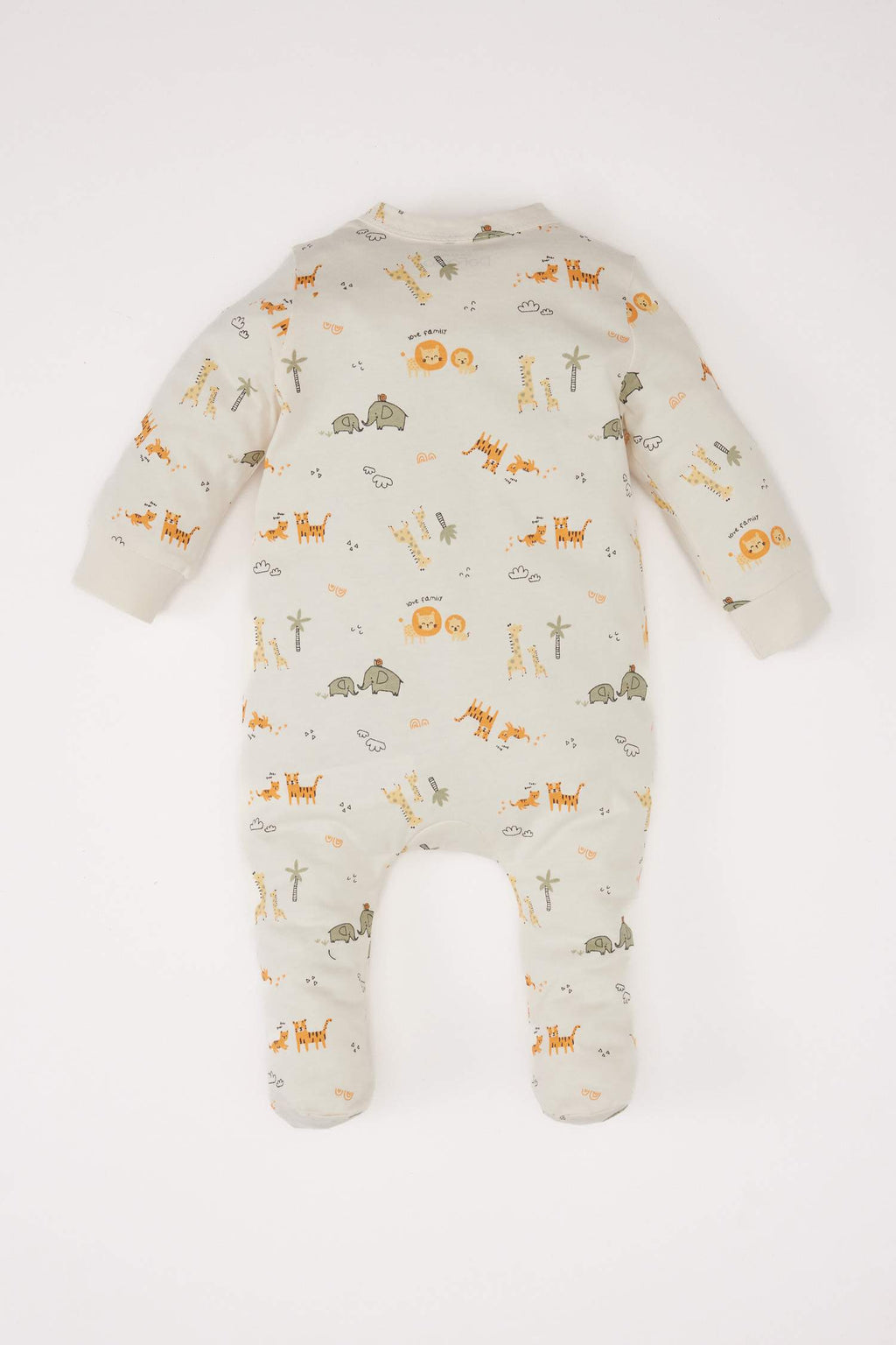 Boy Baby Newborn Safari Patterned Foot Long Sleeve Combo Coverall