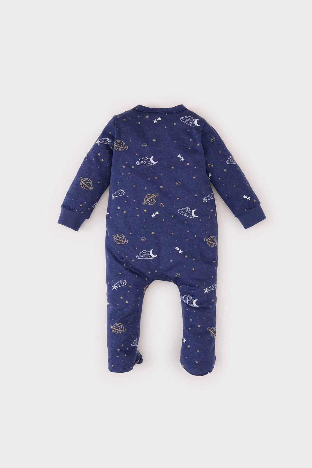Male Baby Newborn Space Printed Long Sleeve Snap Combo Coverall