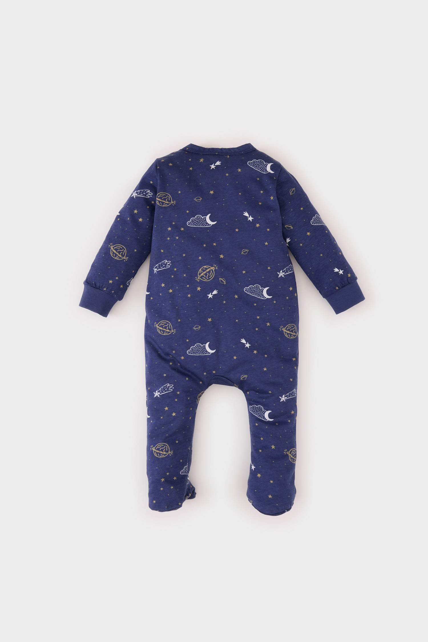 Male Baby Newborn Space Printed Long Sleeve Snap Combo Coverall