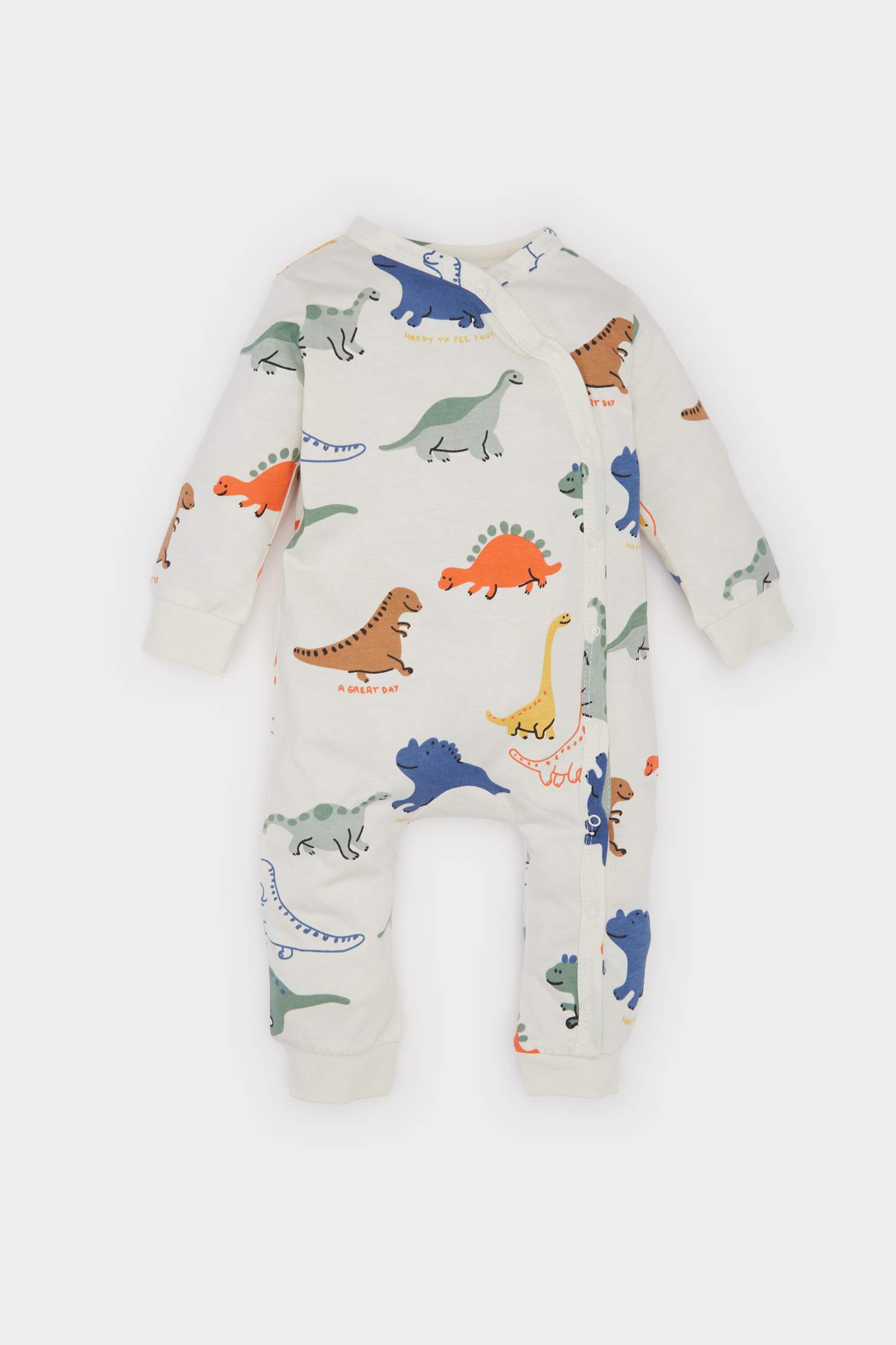 Baby Boy Newborn Dinosaur Printed Double Penetration Long Sleeve Coverall