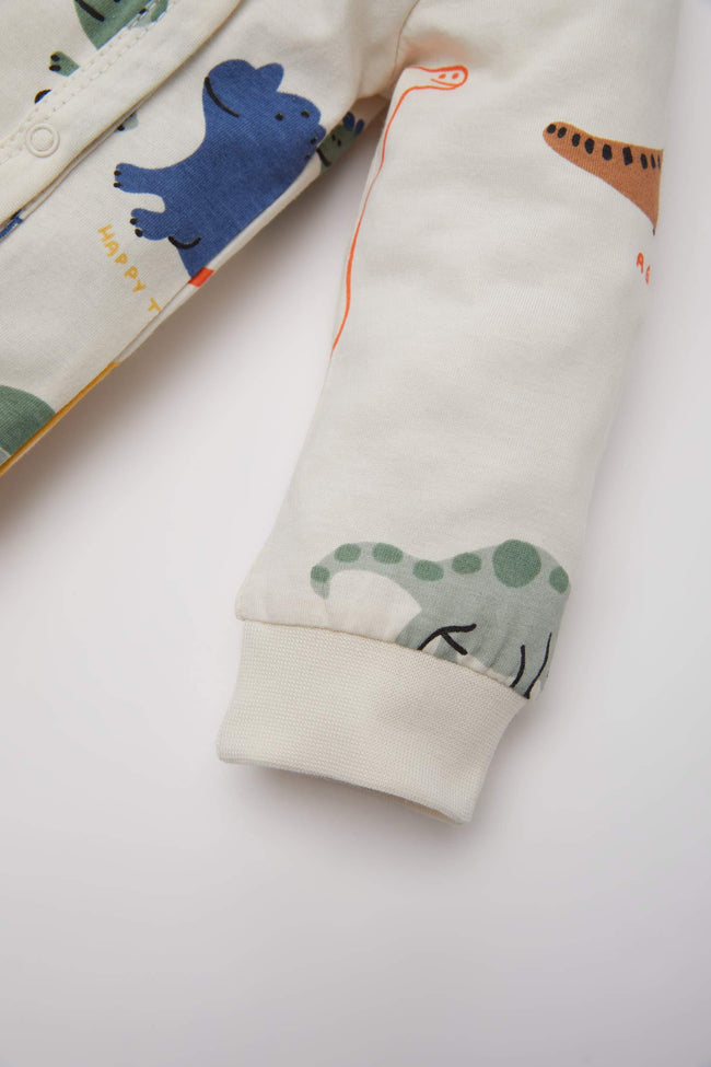 Baby Boy Newborn Dinosaur Printed Double Penetration Long Sleeve Coverall Main Image