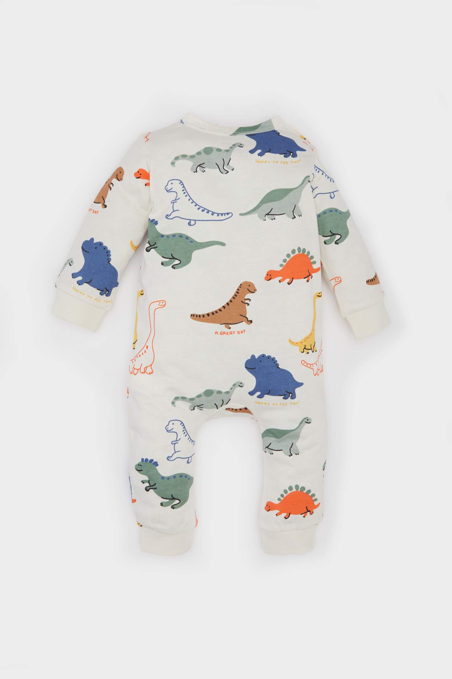Baby Boy Newborn Dinosaur Printed Double Penetration Long Sleeve Coverall