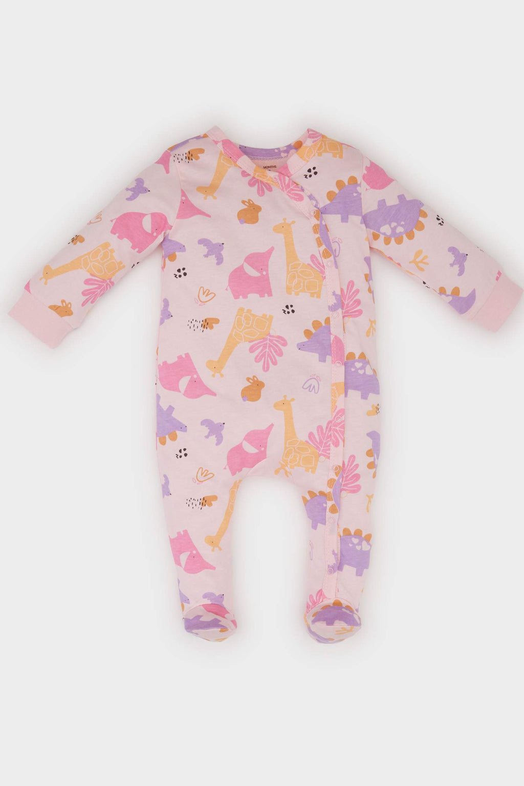 Girl Baby Newborn Dinosaur Patterned Footed Long Sleeve Combo Coverall