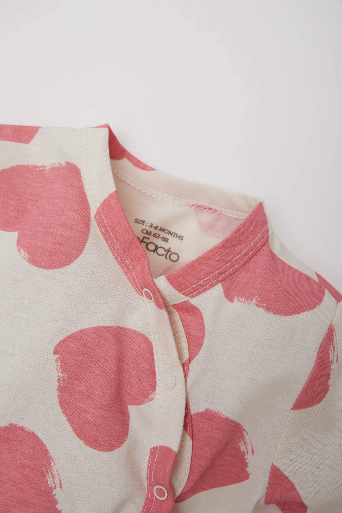 Baby Girl Newborn Heart Patterned Combo Long Sleeve Snap Jumpsuit