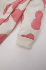 Baby Girl Newborn Heart Patterned Combo Long Sleeve Snap Jumpsuit