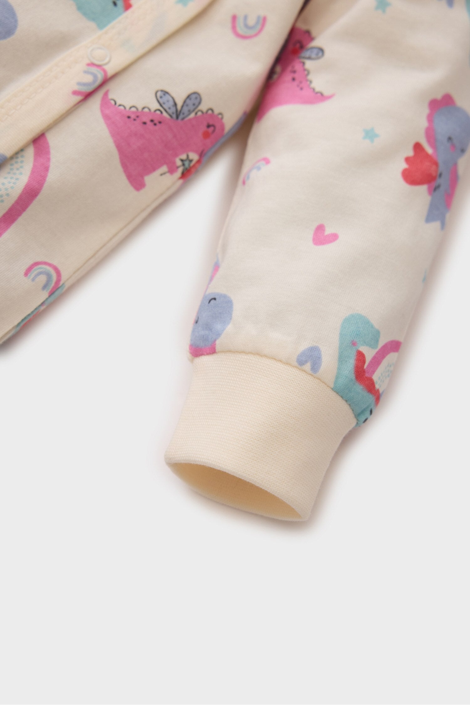 Baby Girl Newborn Dinosaur Printed Comb Long Sleeve Snap Jumpsuit