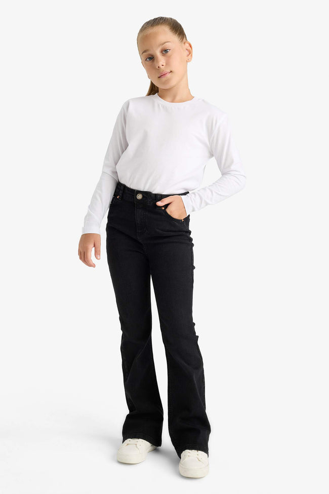 Girl's Flare Fit Bell-bottom Jeans Hover Image