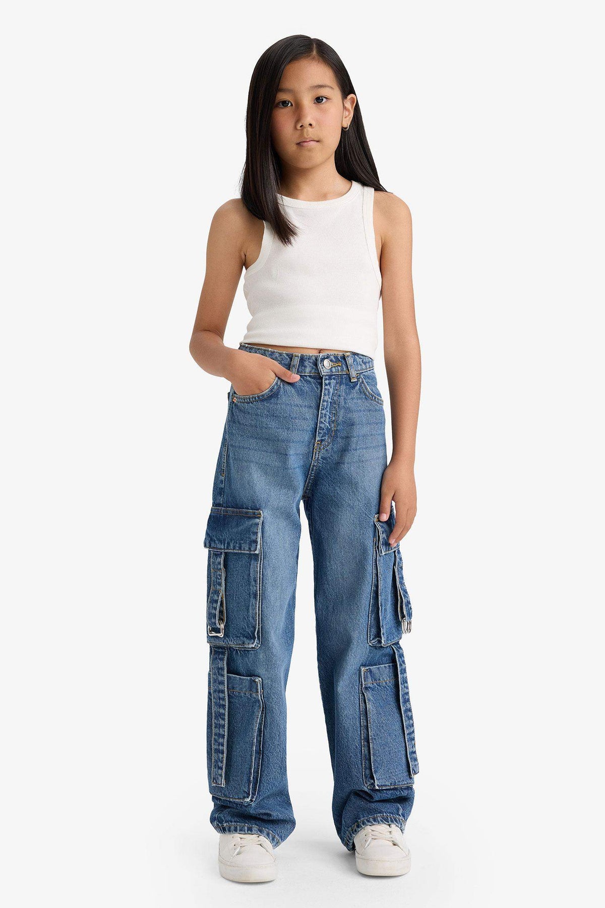 Girl's Wide Leg Cargo Wide Leg Jeans