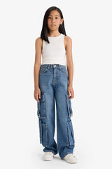 Girl's Wide Leg Cargo Wide Leg Jeans