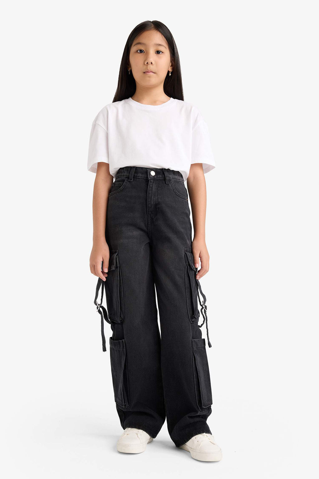Girls Wide Leg Cargo Jeans