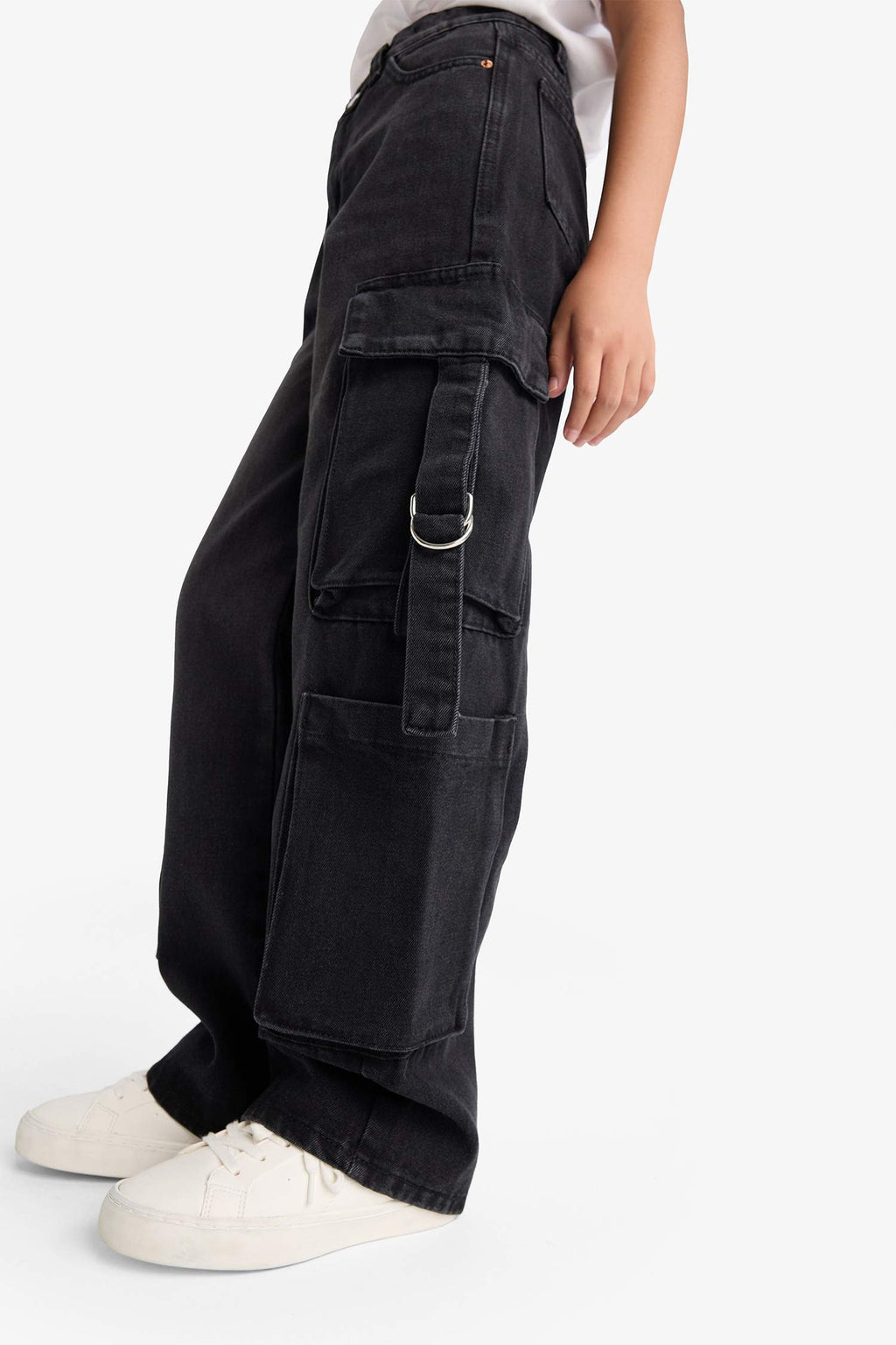 Girls Wide Leg Cargo Jeans