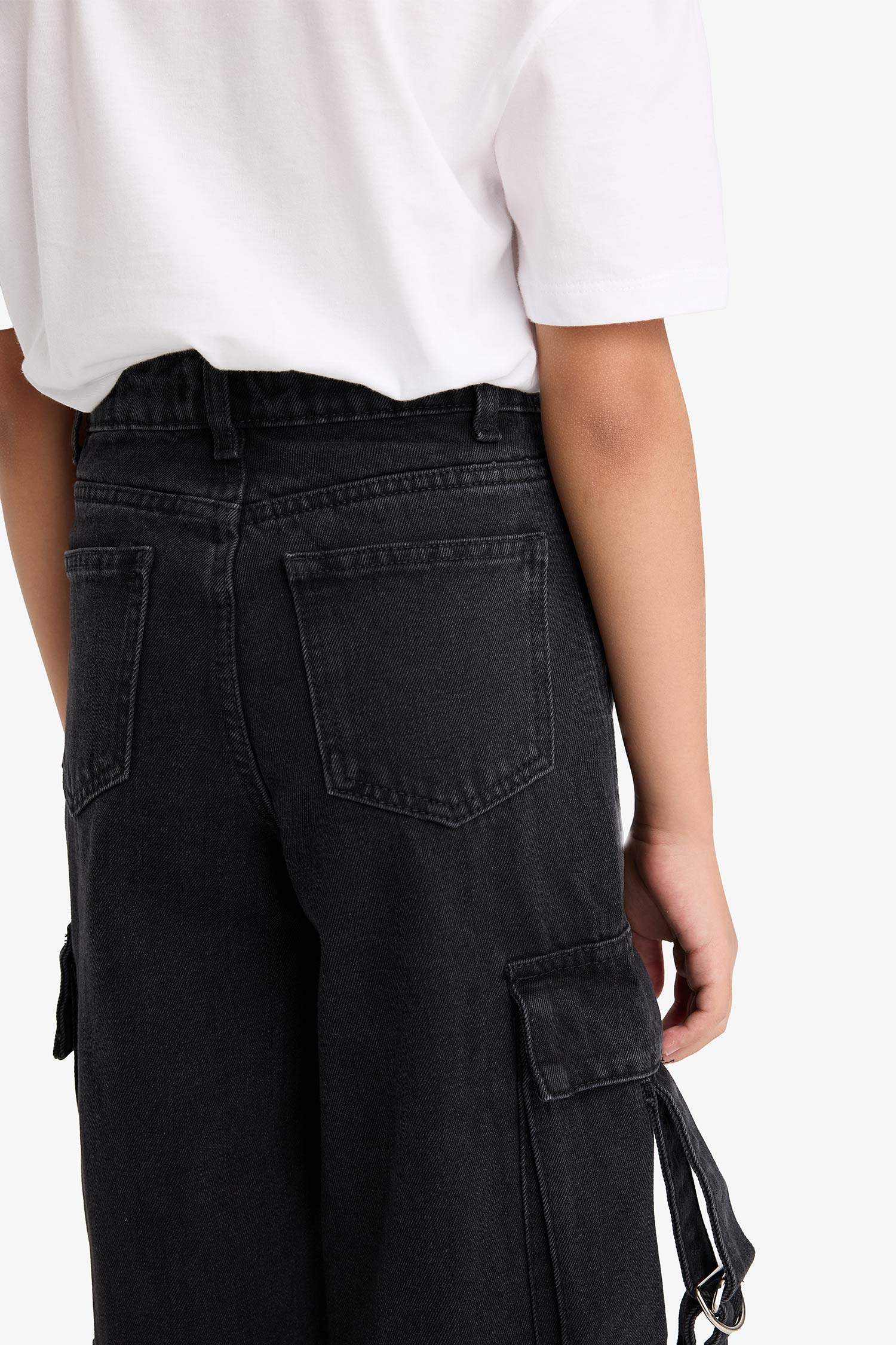 Girls Wide Leg Cargo Jeans