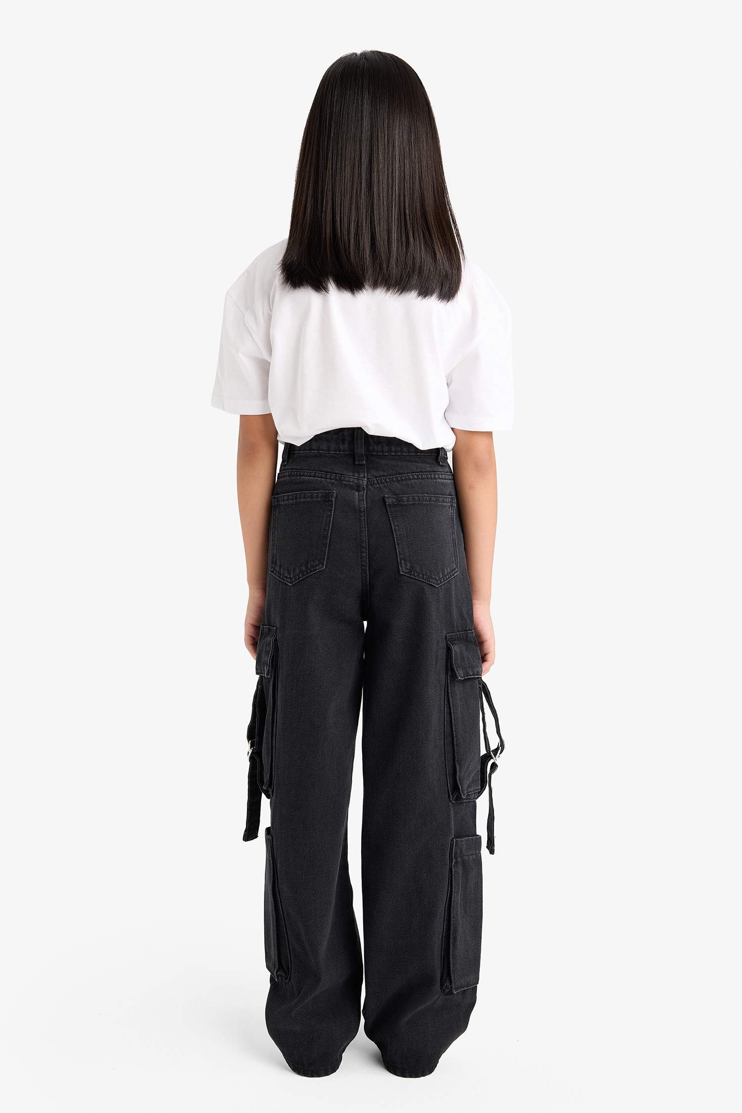 Girls Wide Leg Cargo Jeans