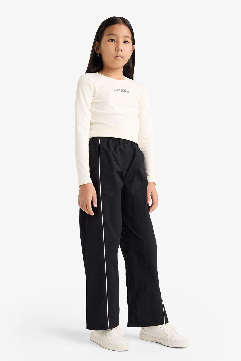 Girls Wide Leg Elastic Waist Parachute Pants