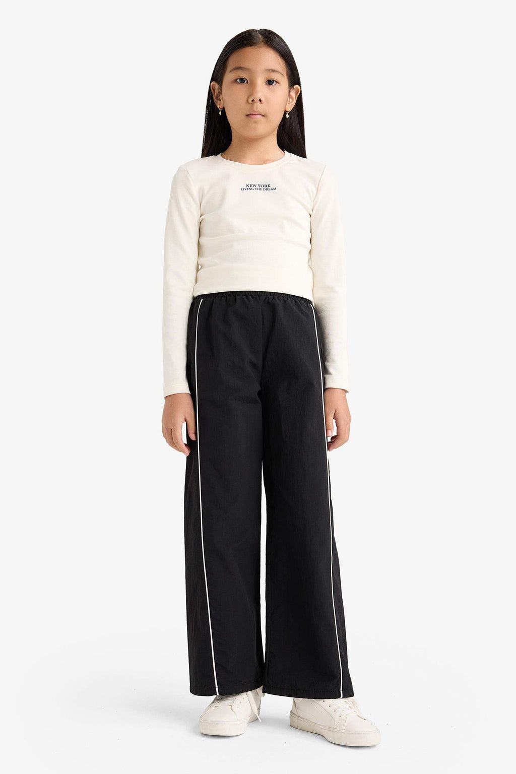 Girls Wide Leg Elastic Waist Parachute Pants