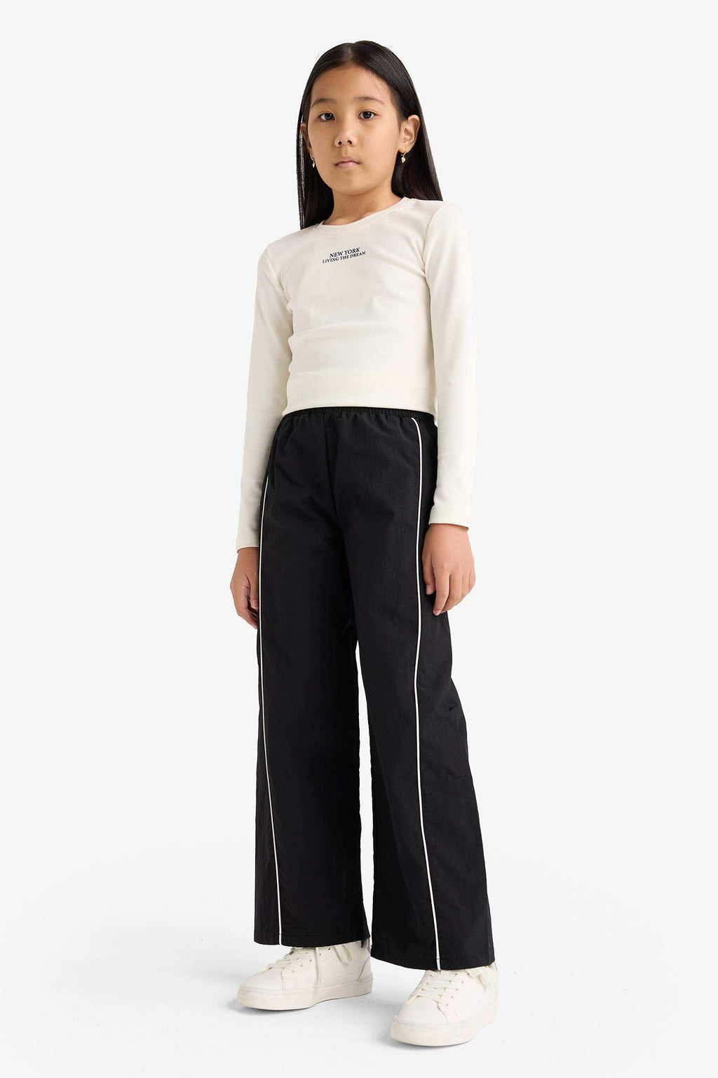 Girls Wide Leg Elastic Waist Parachute Pants