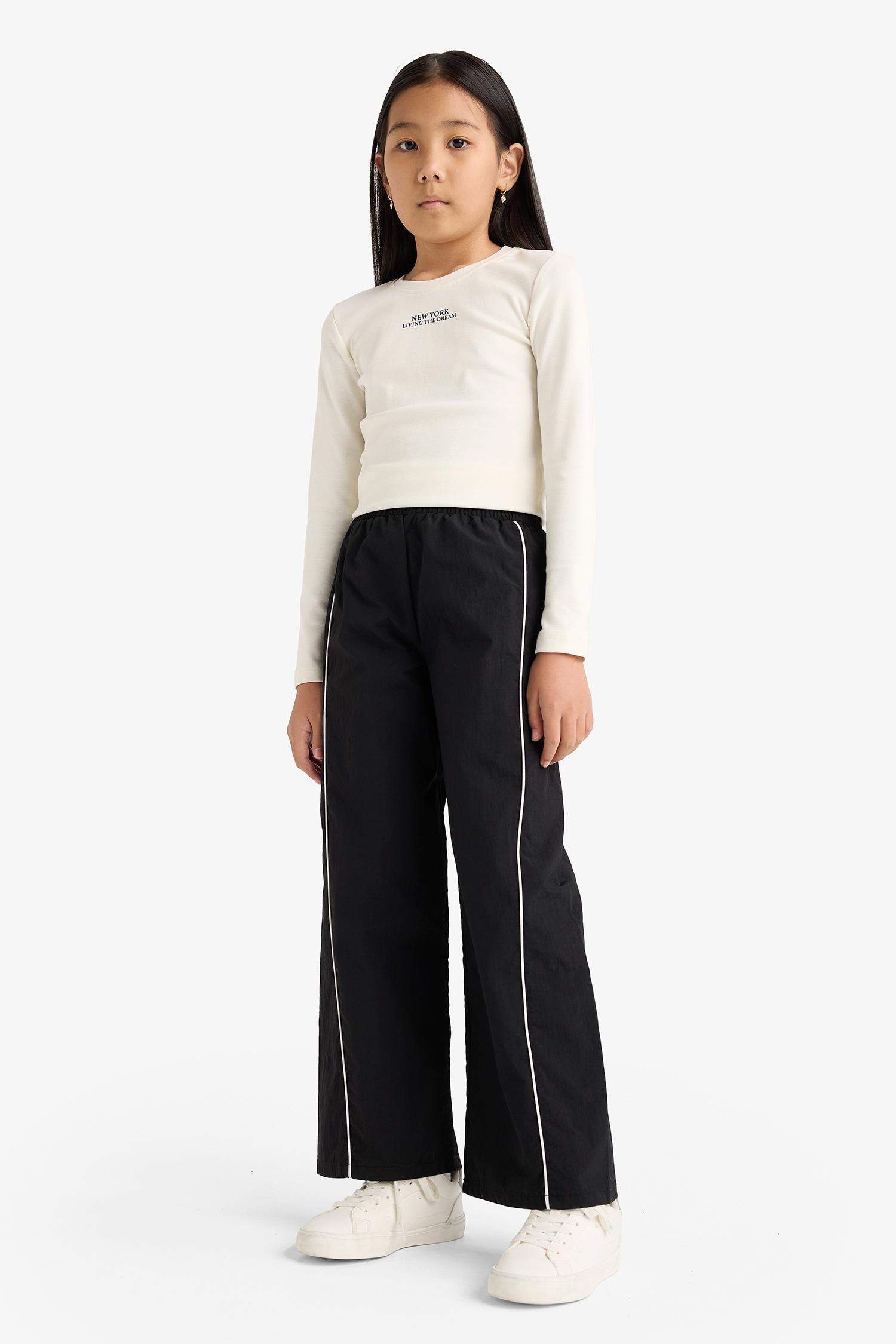 Girls Wide Leg Elastic Waist Parachute Pants