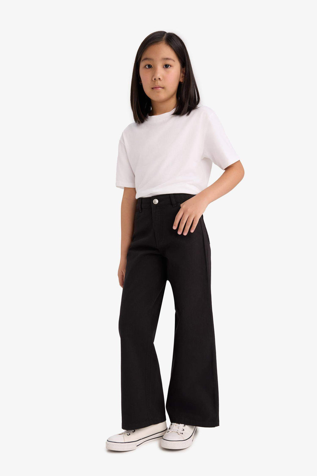 Girl's Wide Leg Cotton School Trousers