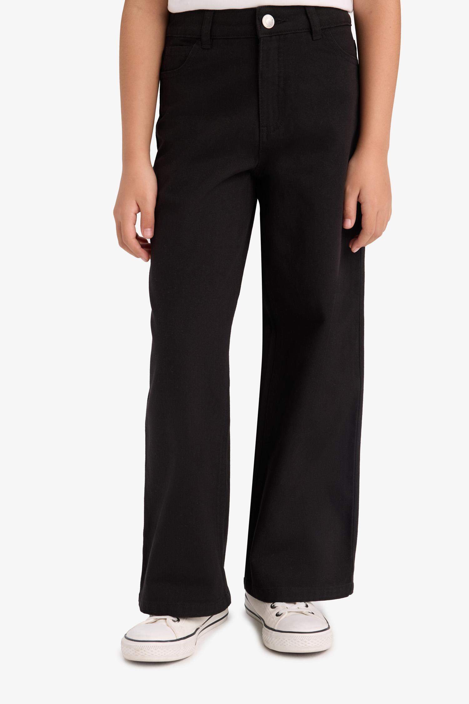 Girl's Wide Leg Cotton School Trousers