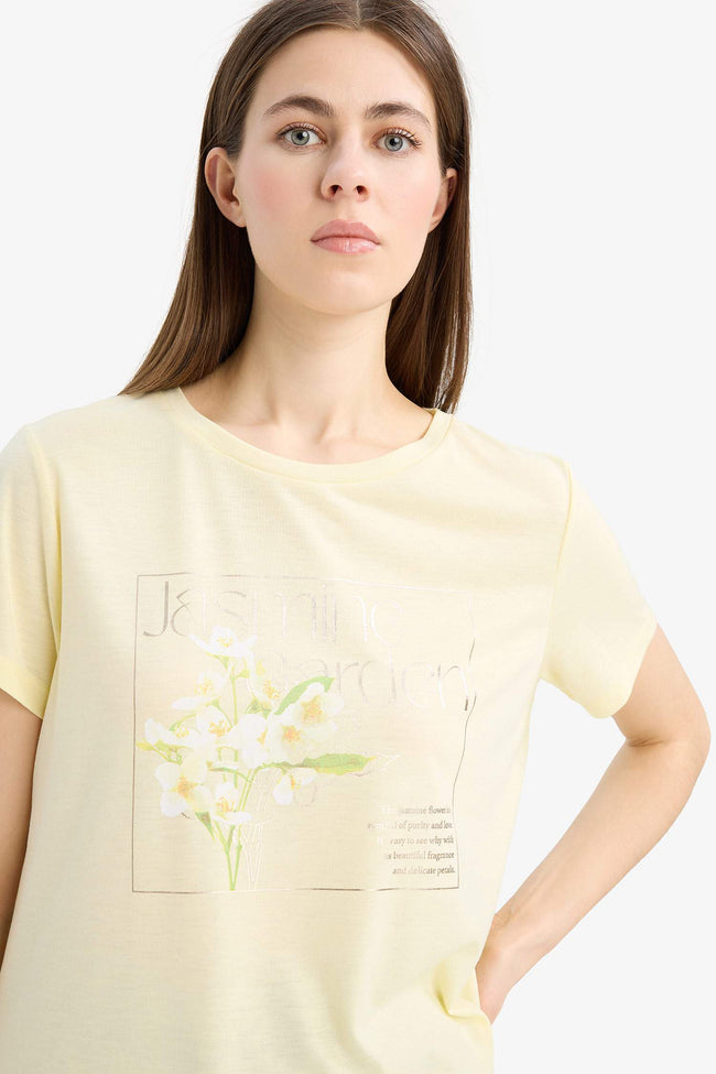 Regular Fit Cycling Collar Printed Short Sleeve T-shirt Main Image