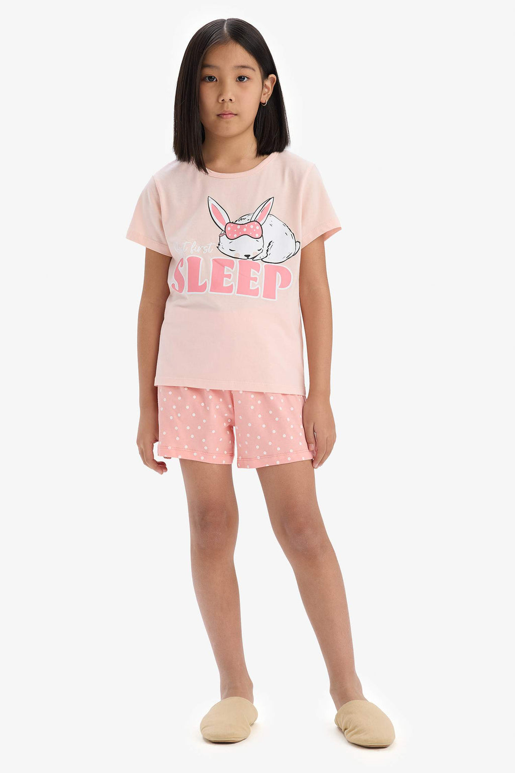 Girls Children Pajama Set Printed Short Sleeve Top Flexible Clear Short Shorts