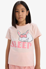 Girls Children Pajama Set Printed Short Sleeve Top Flexible Clear Short Shorts