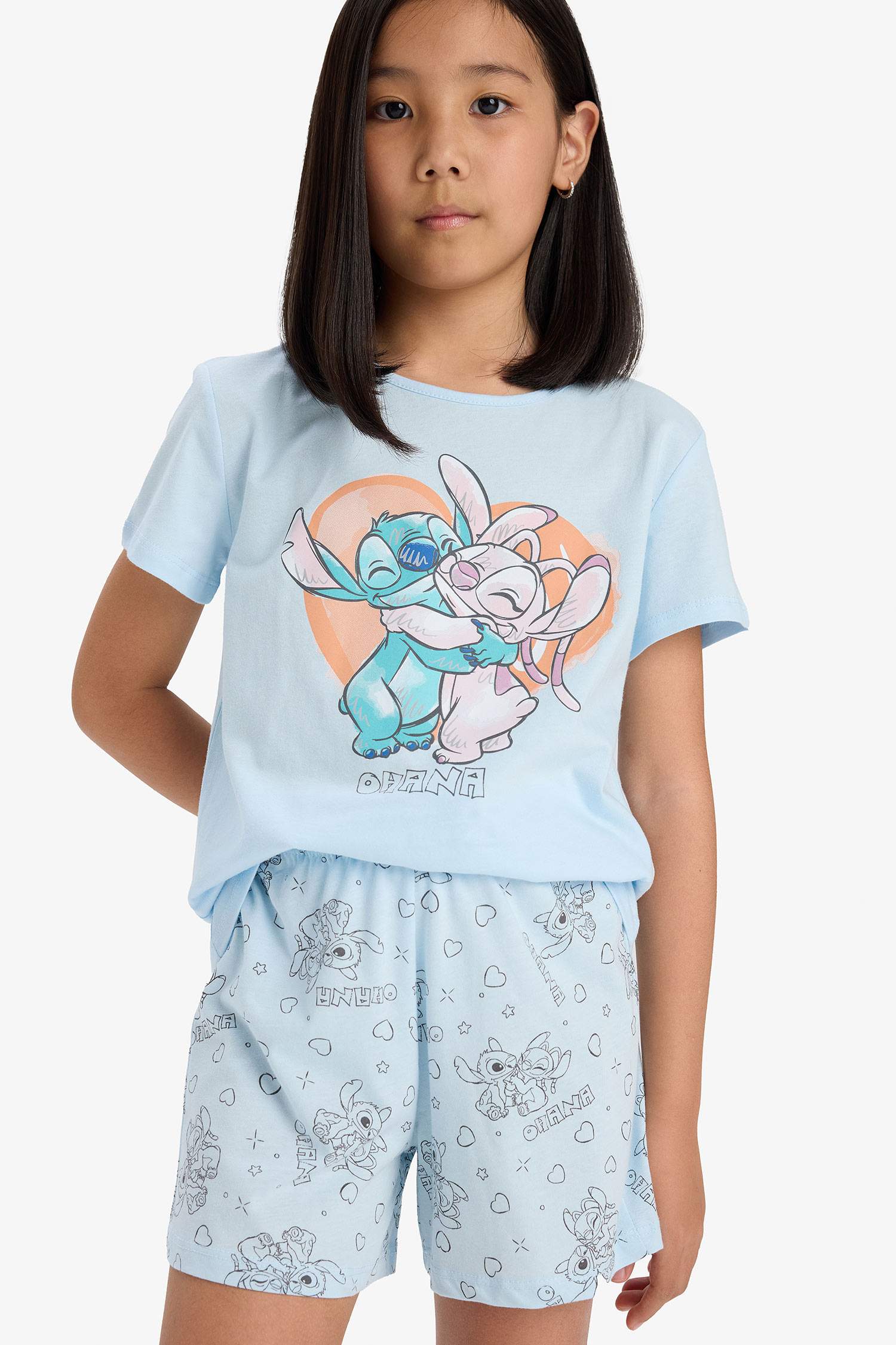 Girls Disney Lilo & Stitch Pajama Set Short Sleeve Top Shorts