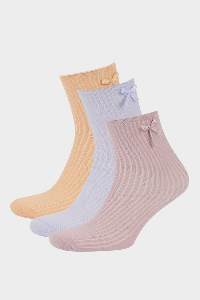 Girl Ribbon 3 Pcs Cotton Long Socks Main Image