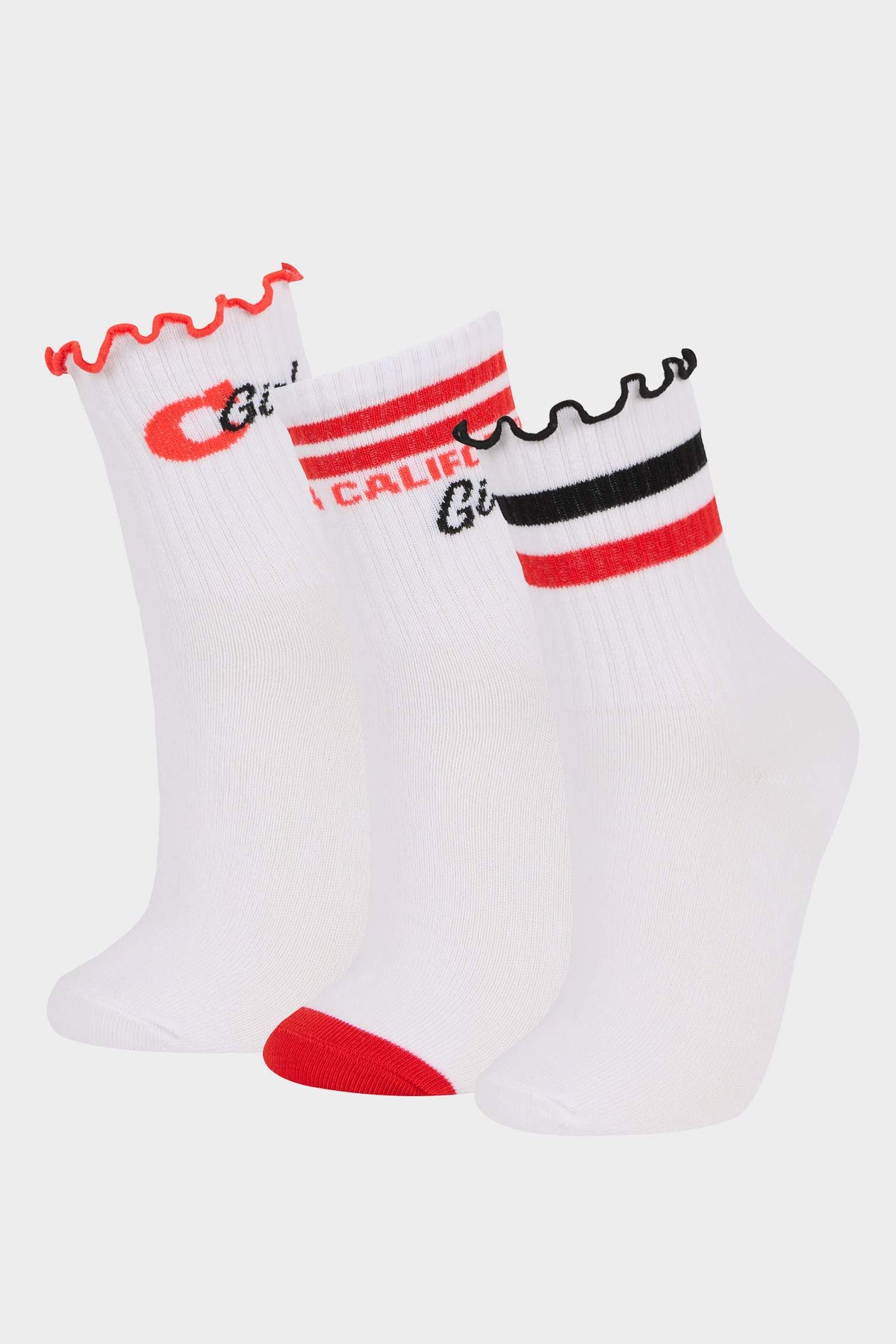 Girl 3 Pcs Cotton Long Socks