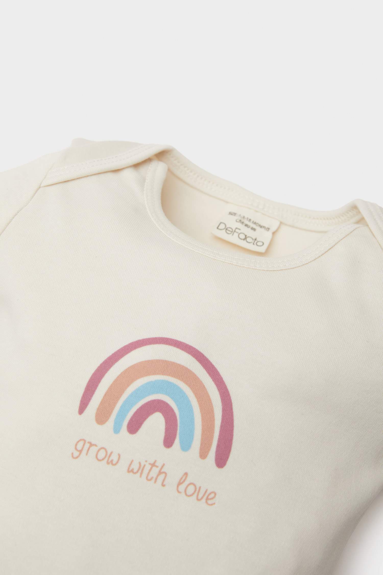 Baby Girl Newborn Crew Neck Rainbow Printed Snap Body