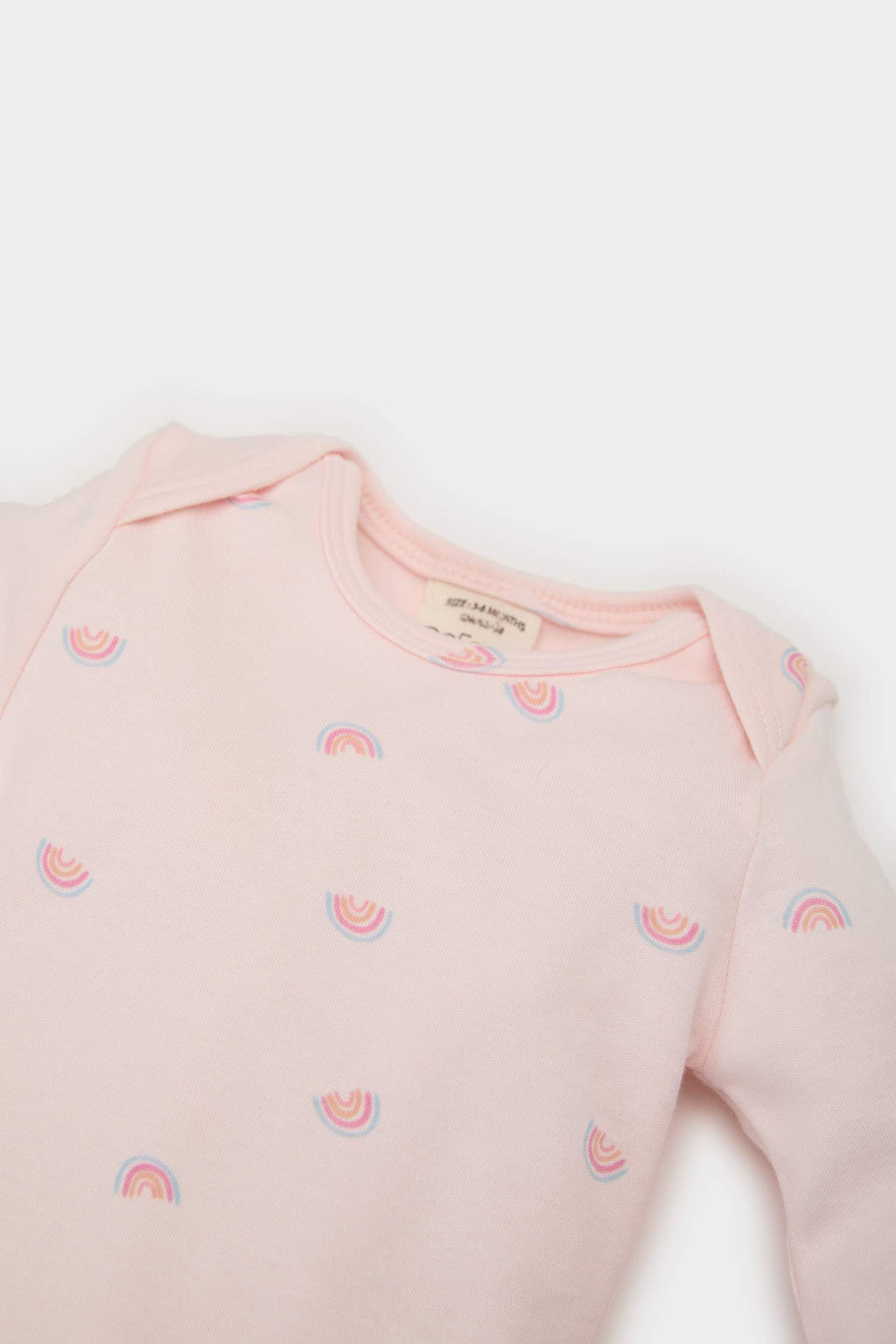 Baby Girl Newborn Crew Neck Rainbow Printed Snap Body