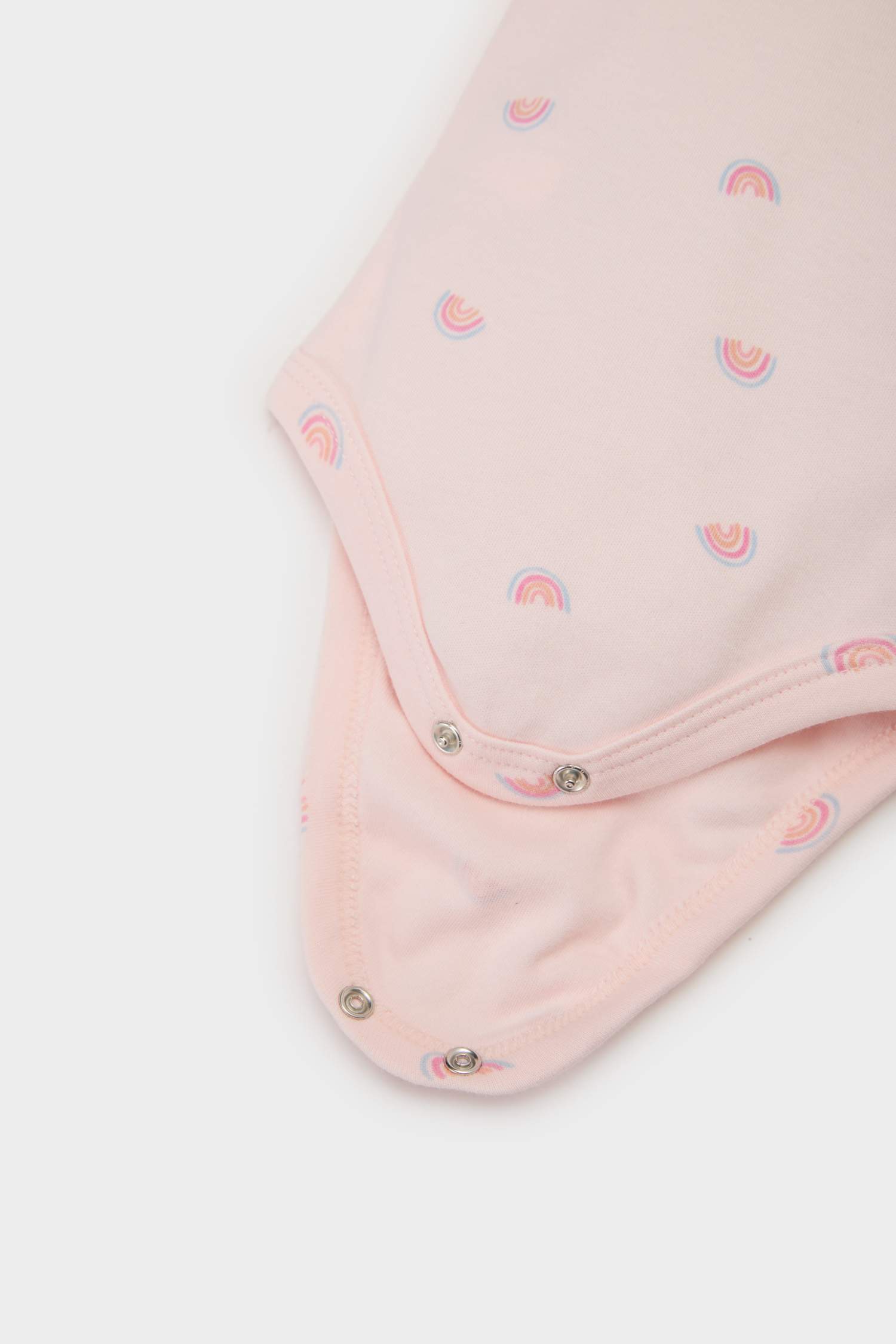 Baby Girl Newborn Crew Neck Rainbow Printed Snap Body